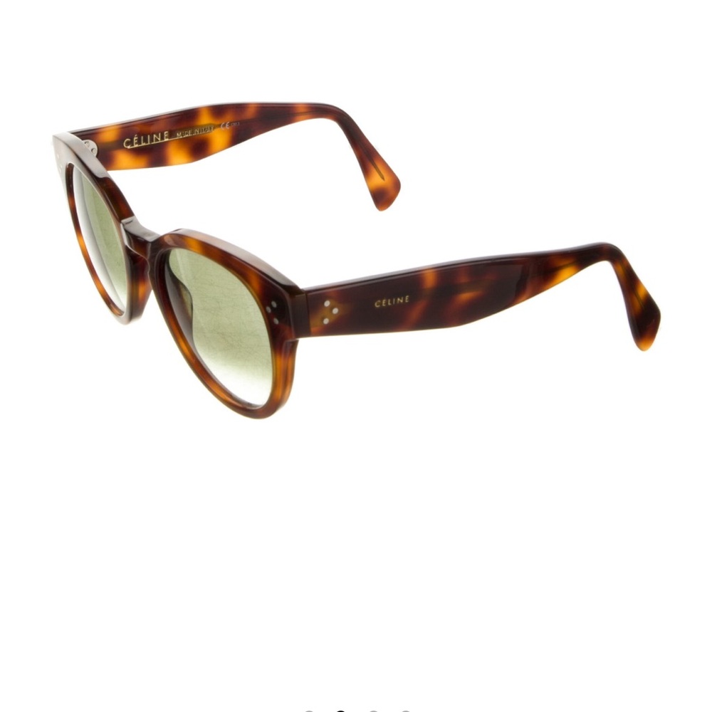 Celine Round Tortoise Gradient Sunglasses With Go… - image 3